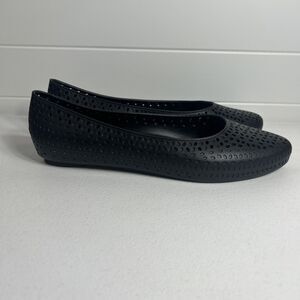 Okabashi Womens Shoes Sz 10 Black Samantha Ballet Flats Slip On Laser Cut Jelly